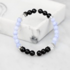 ZLATÝ OBSIDIÁN X KŘIŠŤÁL X MODRÝ CHALCEDON NÁRAMEK S DEKORACÍ (UNISEX)6