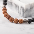 RUDRAKSHA X LÁVOVÝ KÁMEN NÁRAMEK KORÁLKOVÝ S DEKORACÍ (UNISEX) 6
