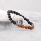 RUDRAKSHA X LÁVOVÝ KÁMEN NÁRAMEK KORÁLKOVÝ S DEKORACÍ (UNISEX) 6