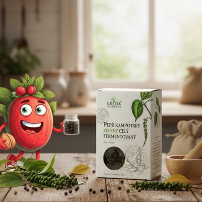 Pepř kampotský zelený celý fermentovaný 20 g GREŠÍK Dobré koření