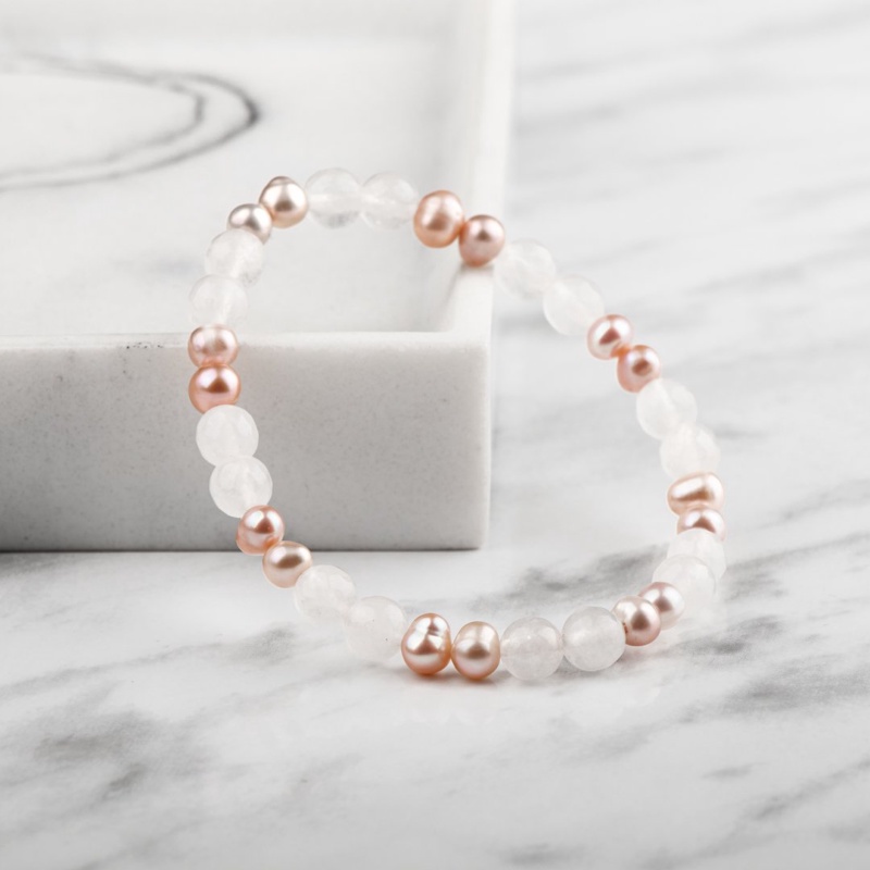 RŮŽOVÁ PERLA X RŮŽENÍN NÁRAMEK S DEKORACÍ (UNISEX) 28