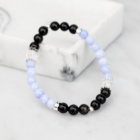 ZLATÝ OBSIDIÁN X KŘIŠŤÁL X MODRÝ CHALCEDON NÁRAMEK S DEKORACÍ (UNISEX)6