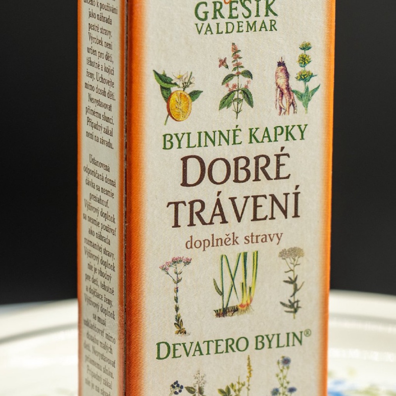 Dobré trávení kapky 50 ml GREŠÍK-Z-40% líh, Devatero bylin kapky