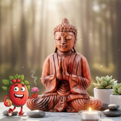 MEDITUJÍCÍ BUDDHA DŘEVĚNÁ SOŠKA 1 (XL) 20cm 350g