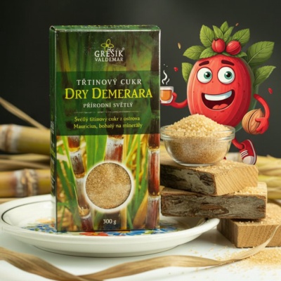 Třtinový cukr přírodní světlý Dry Demerara 300 g GREŠÍK