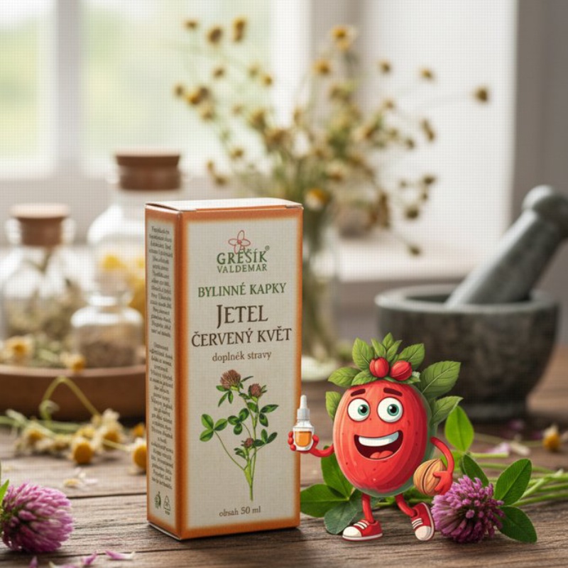 Jetel červený květ kapky 50 ml GREŠÍK-Z-35% líh, Bylinné kapky