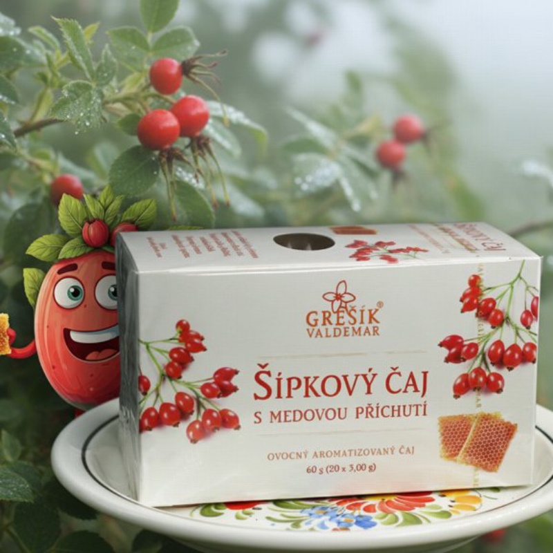 Šípkový čaj s medovou příchutí 20 n.s. přebal GREŠÍK Ovocný čaj