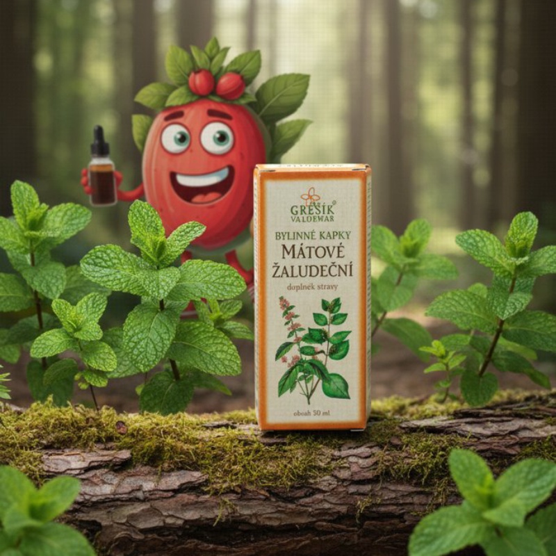 Mátové žaludeční kapky 50 ml GREŠÍK-Z-35% líh, Bylinné kapky