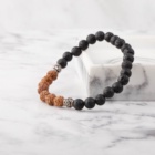 RUDRAKSHA X LÁVOVÝ KÁMEN NÁRAMEK KORÁLKOVÝ S DEKORACÍ (UNISEX) 6