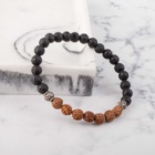 RUDRAKSHA X LÁVOVÝ KÁMEN NÁRAMEK KORÁLKOVÝ S DEKORACÍ (UNISEX) 6