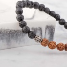 RUDRAKSHA X LÁVOVÝ KÁMEN NÁRAMEK KORÁLKOVÝ S DEKORACÍ (UNISEX) 6